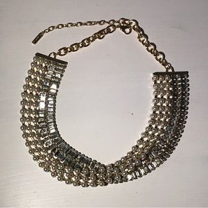 Pearl and rhinestone twist necklace